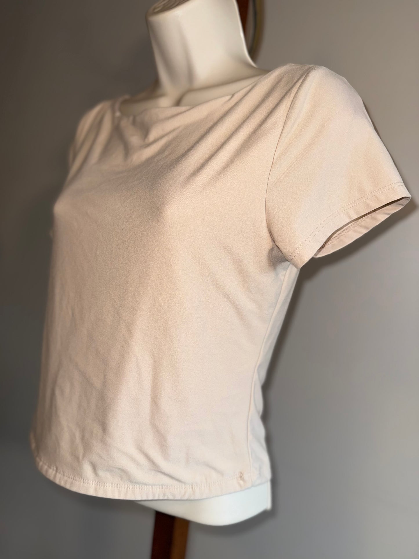 Pink Rose (Large) Cream Short Sleeve Crop Top