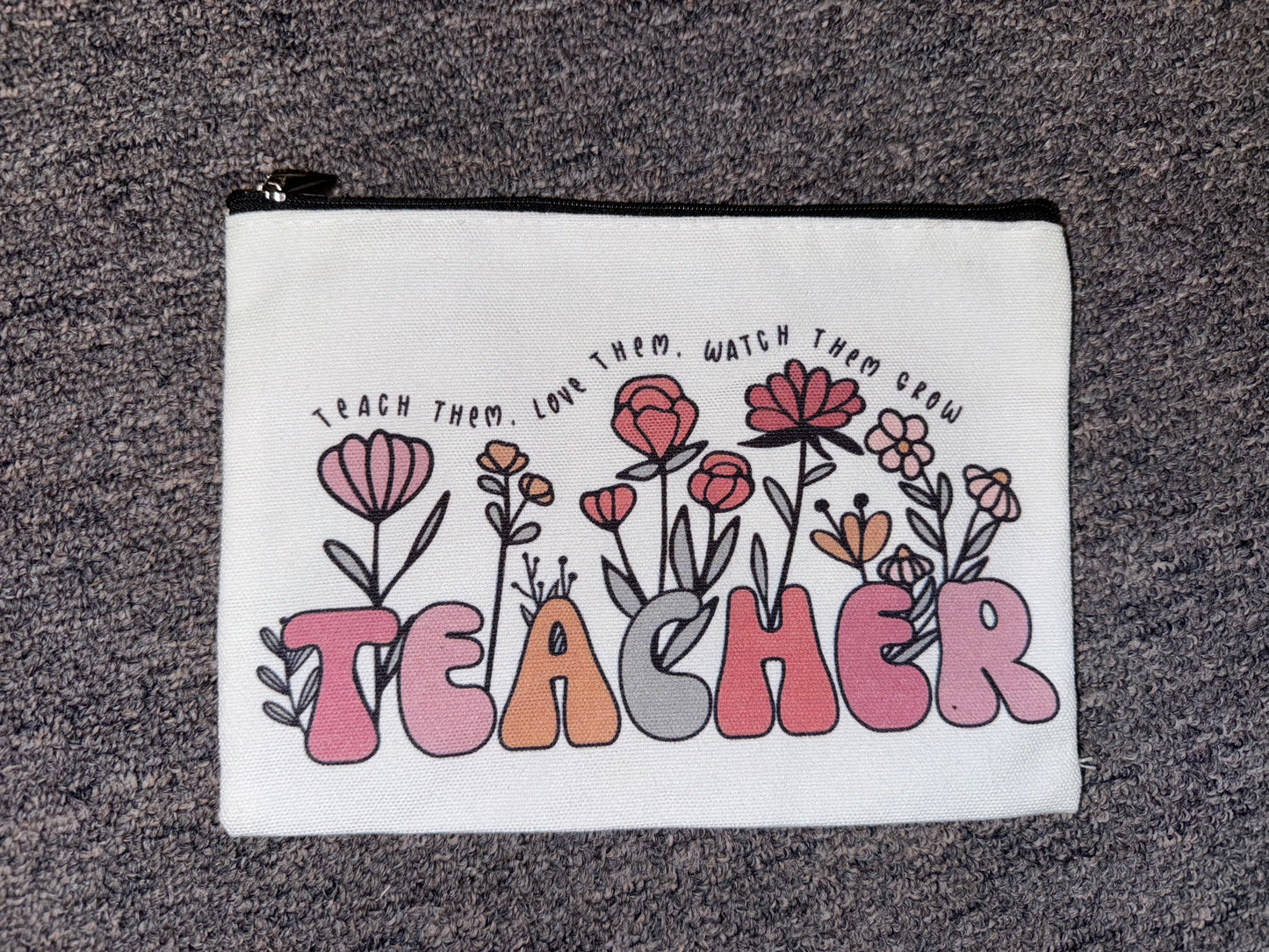 Floral Teacher Canvas Pouch