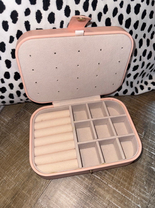 Pink Faux Leather Travel Jewelry Box