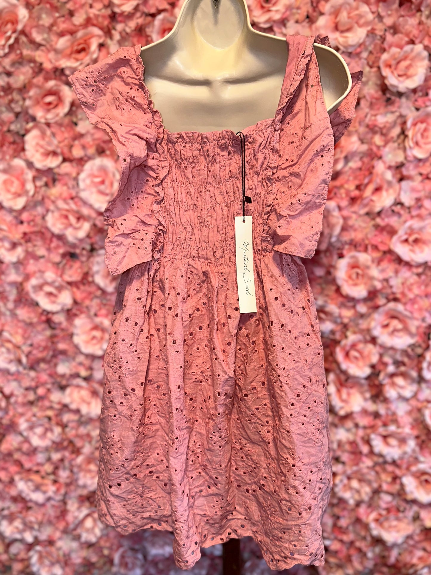 NWT Mustard Seed (Small) Brand New Pink Ruffle Midi Sleeveless Dress