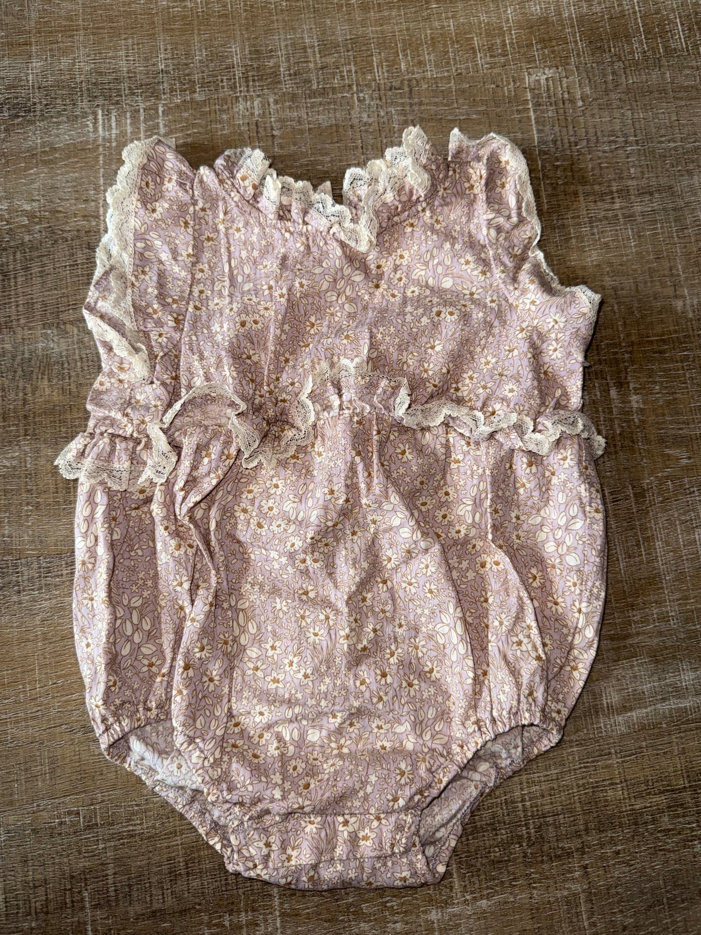 Noralee (12 Months) Blush Floral Lace Onesie
