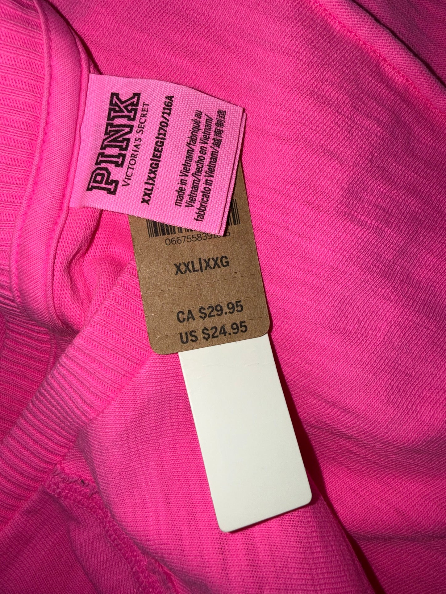 NWT PINK Victoria's Secret (XXL) Brand New Hot Pink Cropped T-Shirt