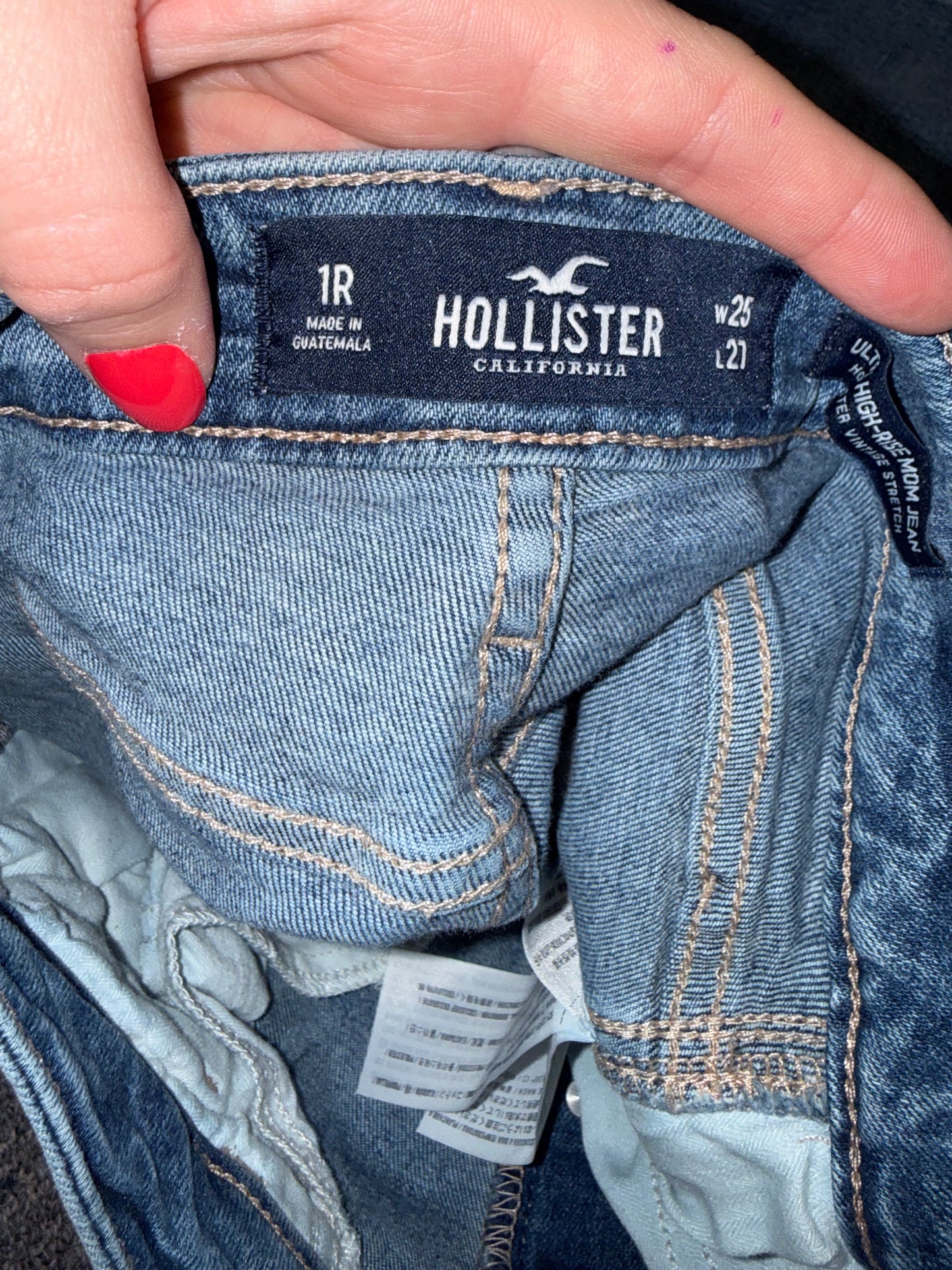 Hollister (1) Distressed Denim Ultra High Rise Mom Jeans