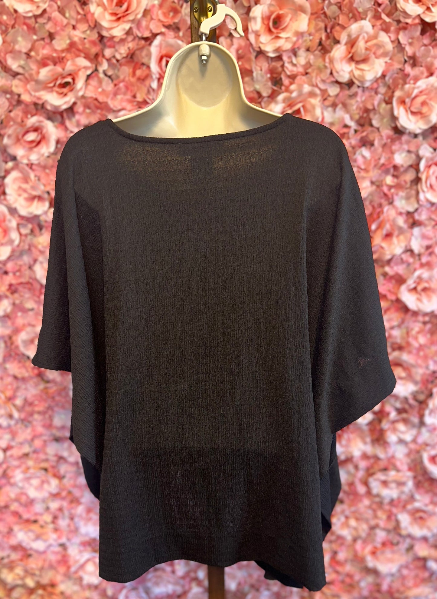 Michael Kors (Large//XL) Black V-Neck Lightweight Blouse