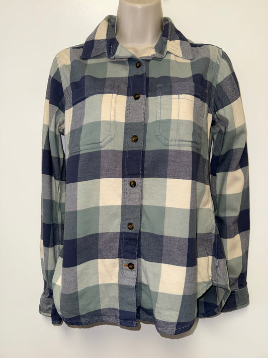 Carhartt (XS) Neutral Plaid Button Up Flannel