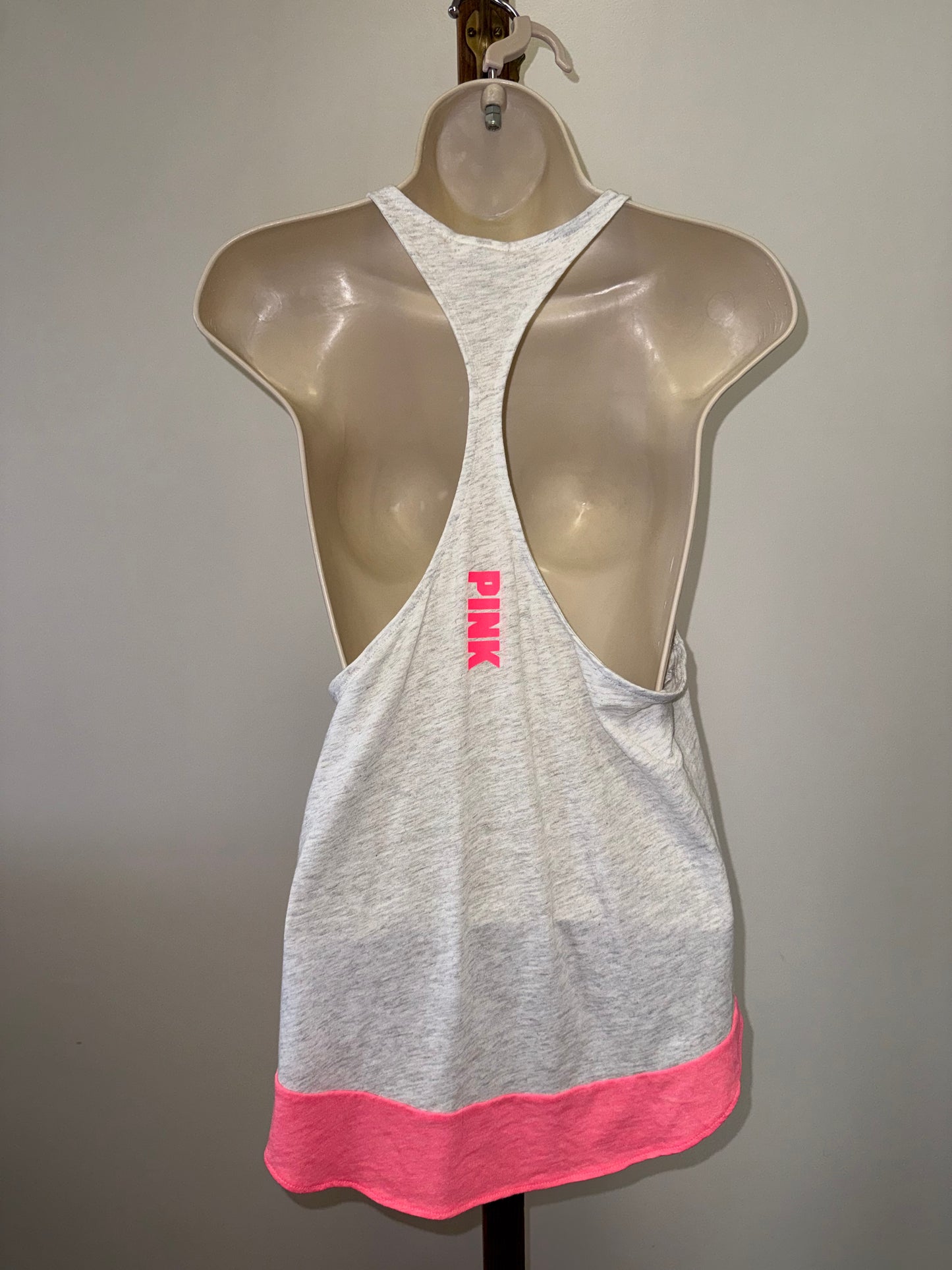 PINK Victoria's Secret (Small) 'I Hate Running' Grey/Pink Racerback Tank Top