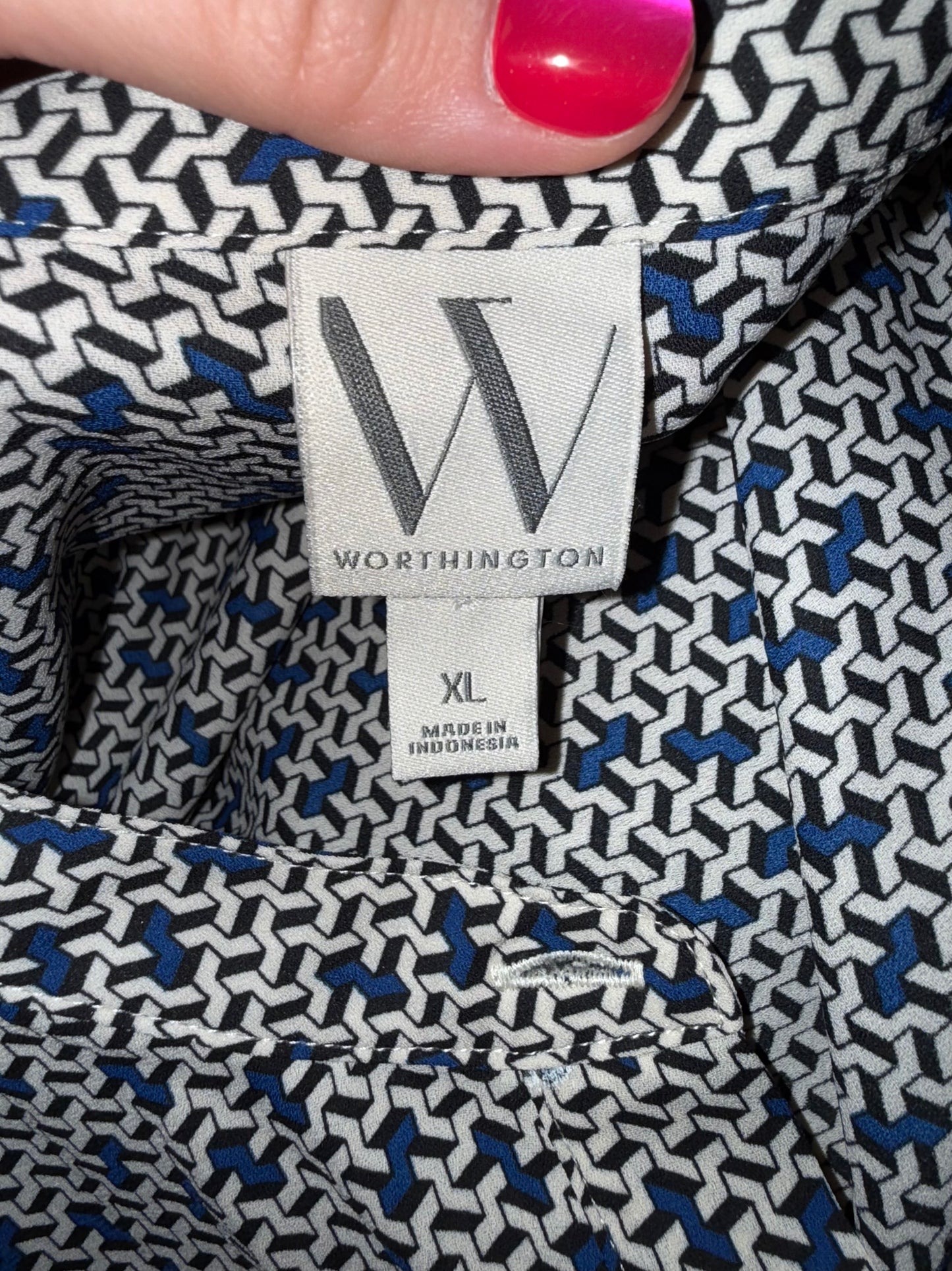 NWT Worthington (XL) Brand New 3/4 Button Up Pattern Blouse