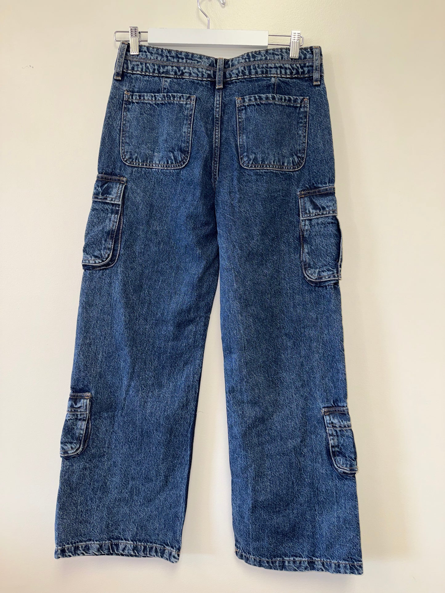 NWT Aeropostale (2 Short) Brand New Blue Denim Baggy Wide Leg Denim Cargo Jeans