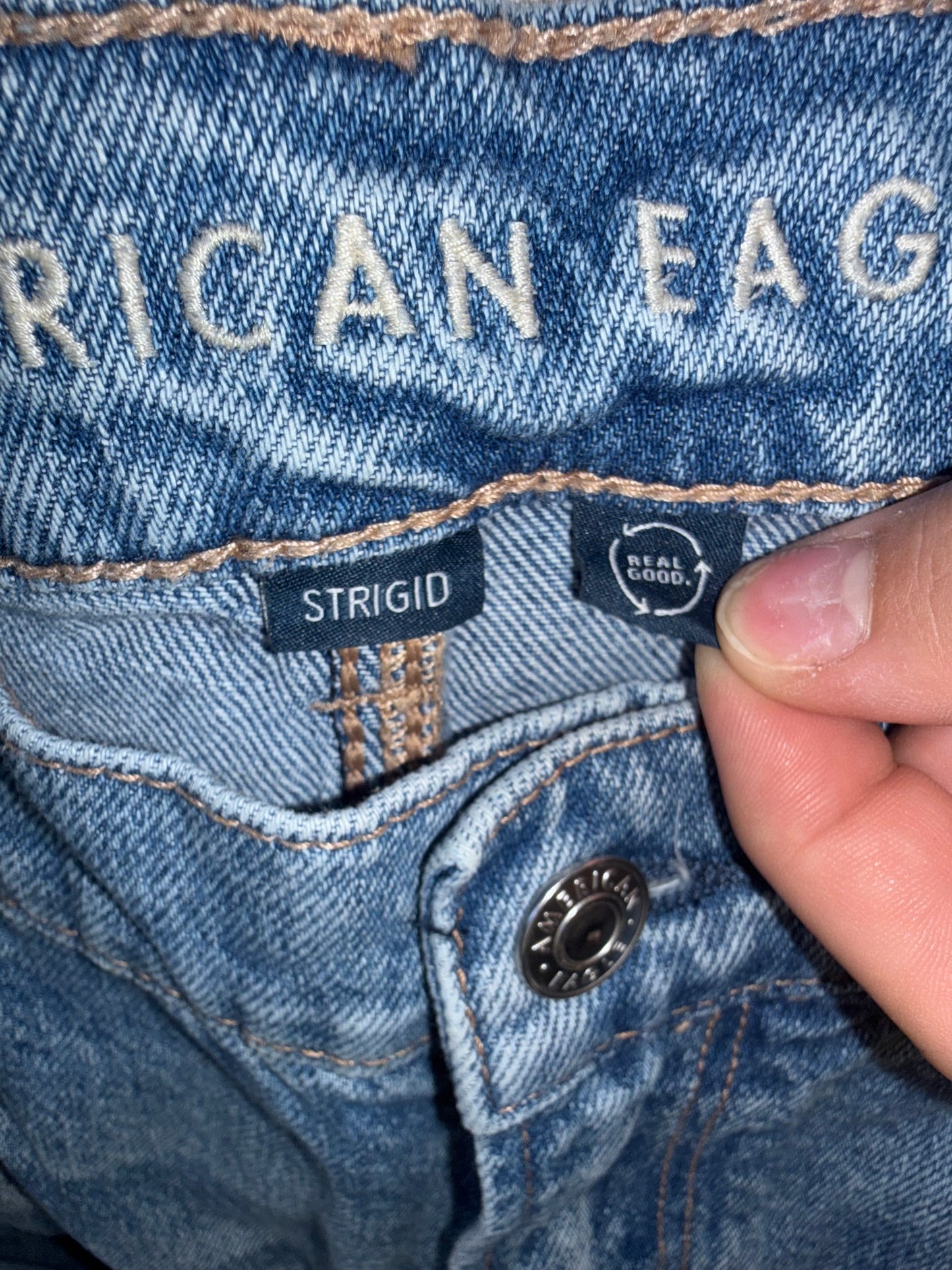 American Eagle (16) Distressed Highest Rise Baggy Straight Denim Jeans