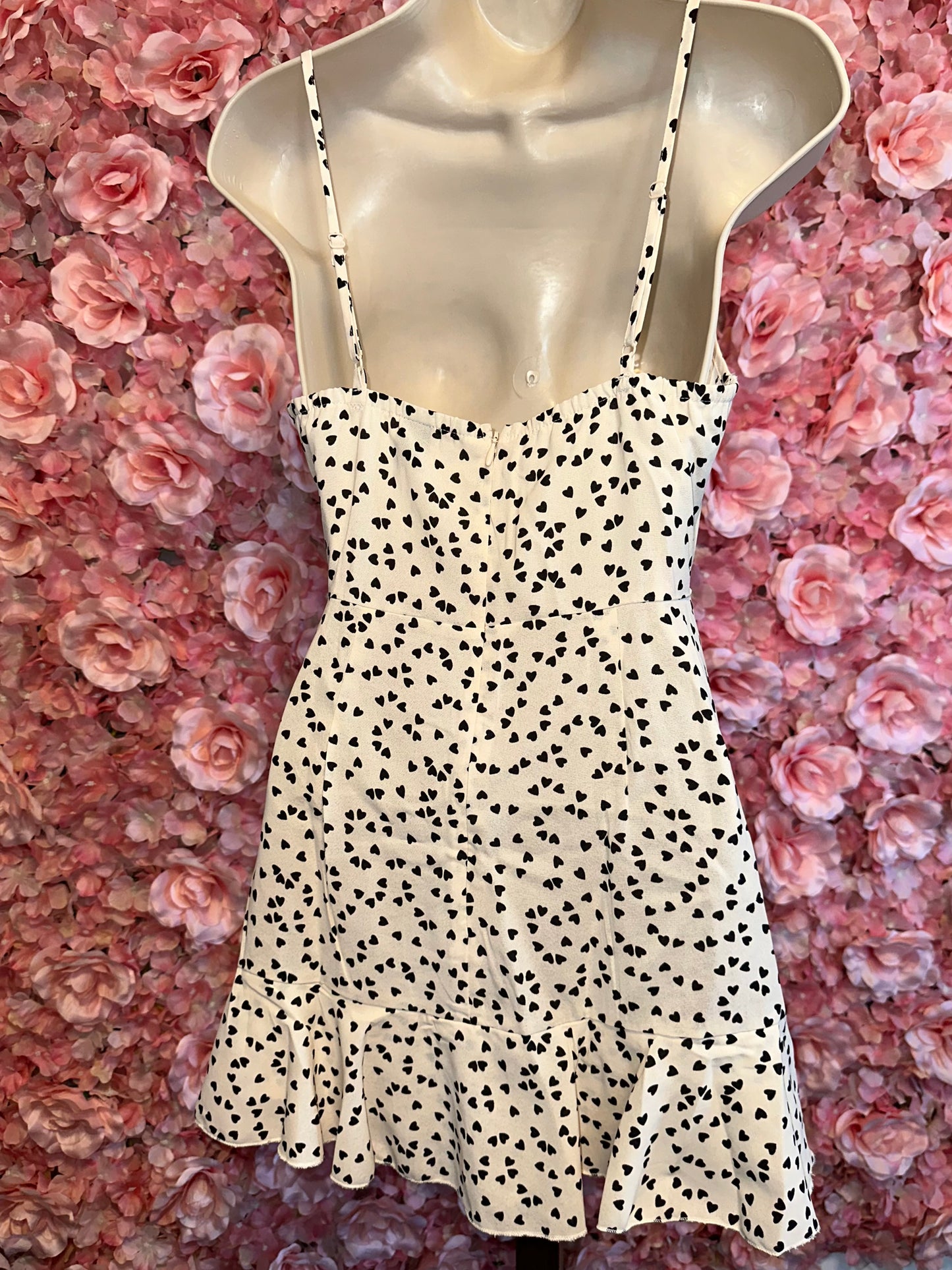 NWT SHEIN (Small) Cheetah Print Heart Pattern MIDI Dress with Open//Tied Front