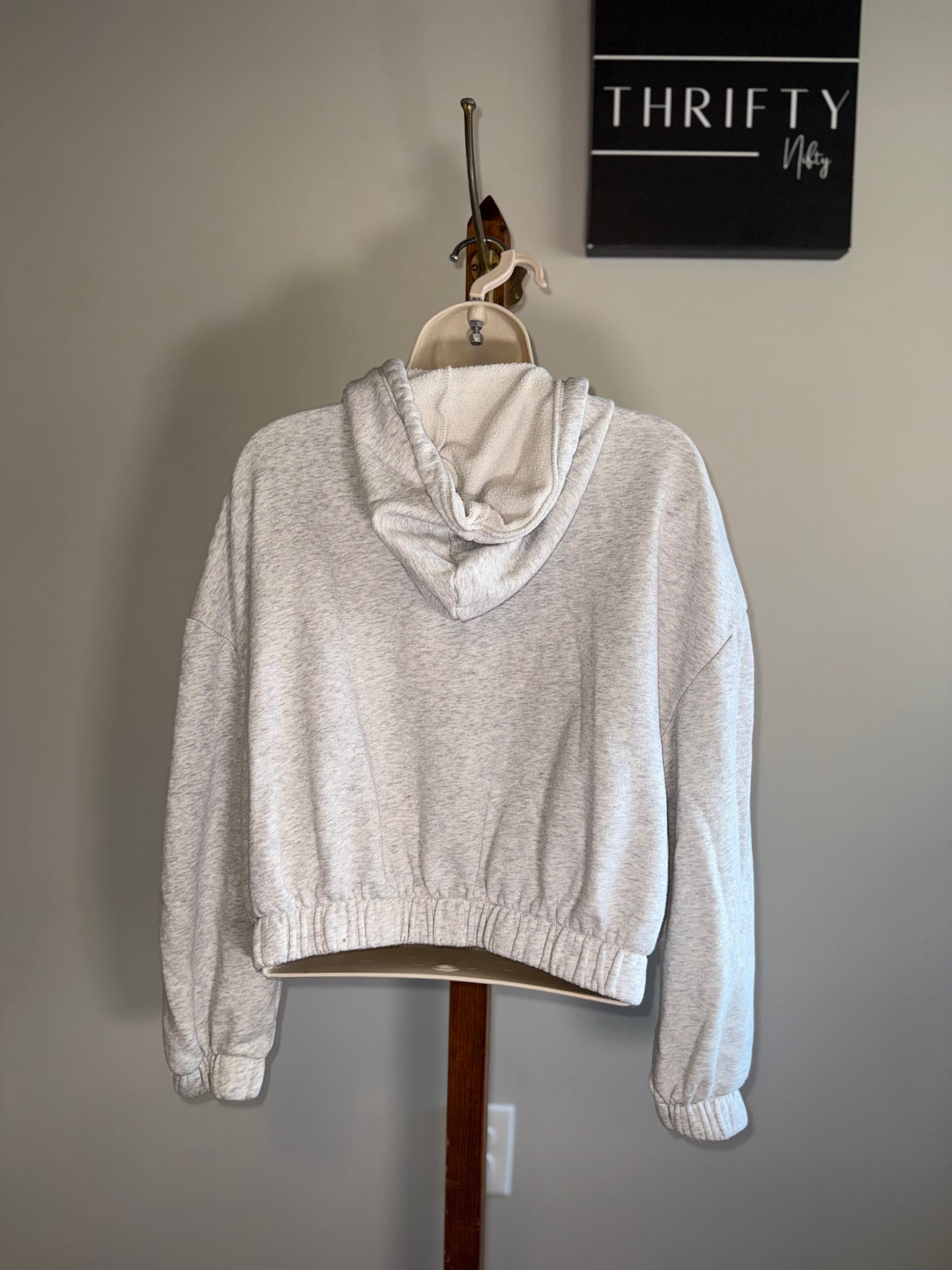 Old Navy (Medium) Grey Cropped Zip Up Hooded Jacket