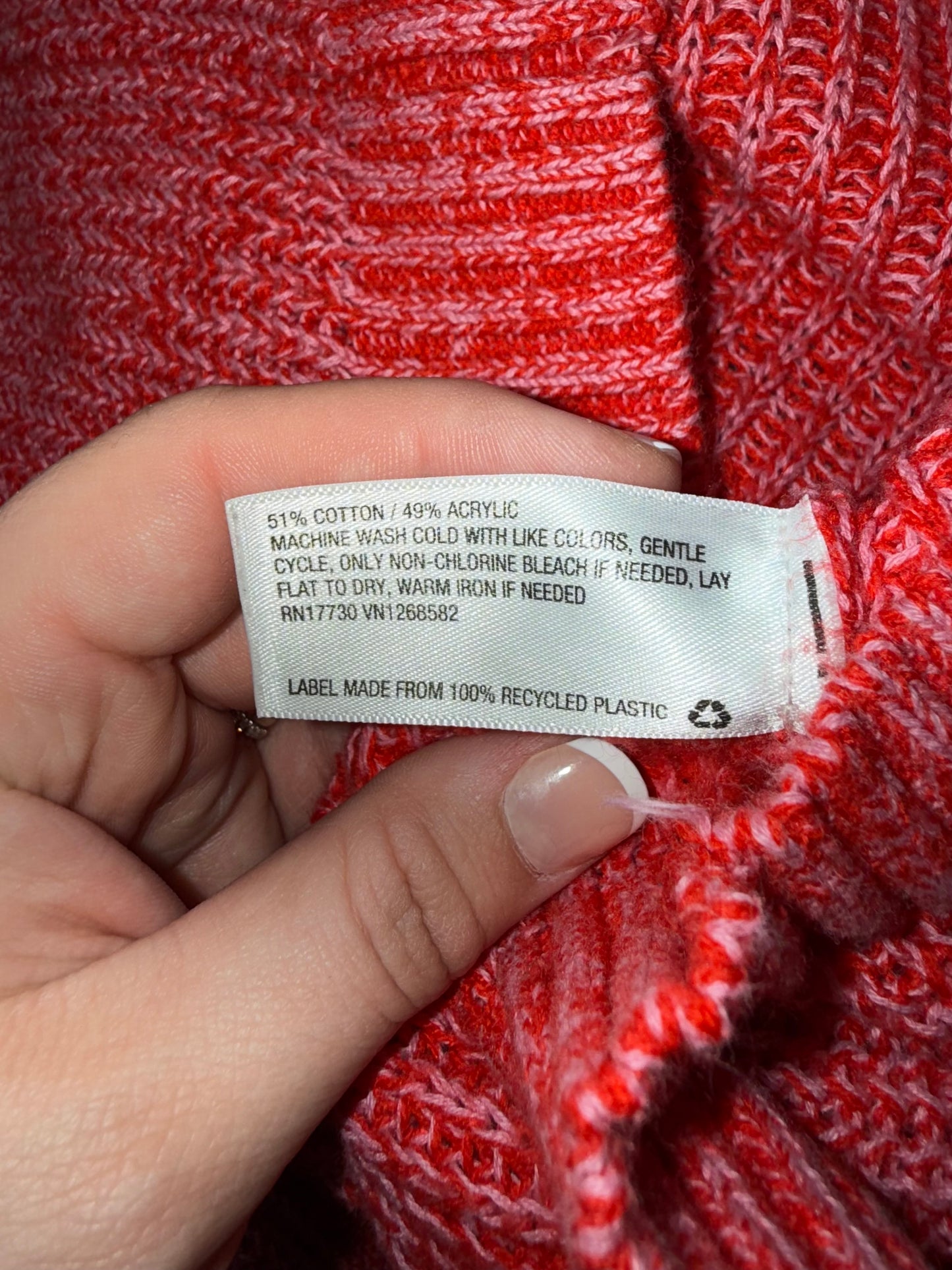 Wild Fable (Large) Pink and Red Knit Crewneck Cropped Sweater