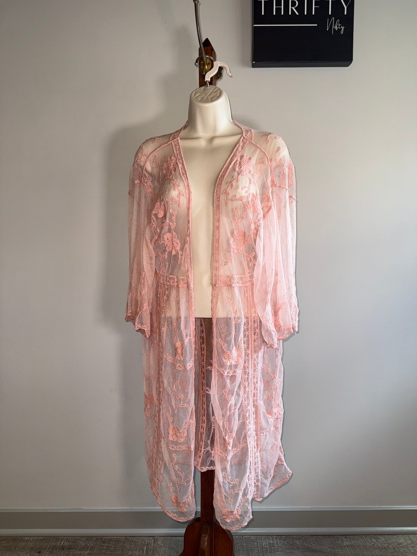 Lauren Conrad (OS) Pink Sheer Embroidered Cover Up