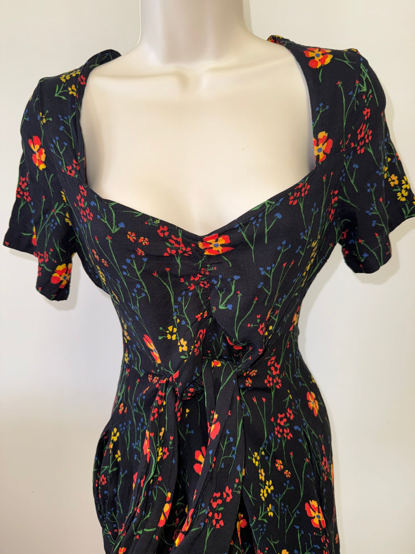 Free People (4) 'Bet You Do' Black Romper with Colorful Flower Pattern