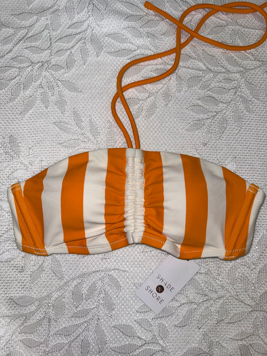 NWT Shade & Shore (XS) Brand New Orange & White Striped Halter Bikini Top