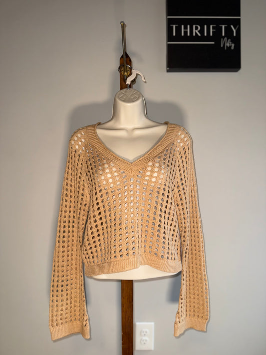 NWT Wild Fable (Large) Brand New Tan Crochet Cropped Sweater