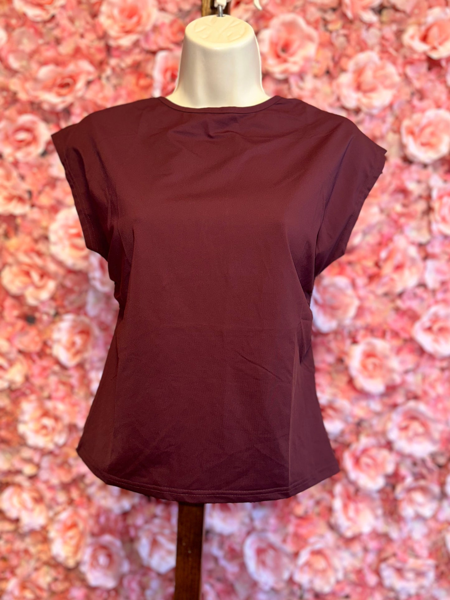 (Large) Brand New Maroon Open Back Blouse (Muchpow)