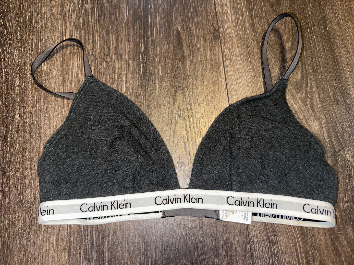 Calvin Klein (Medium) Grey Lightweight Bra with Logo Band