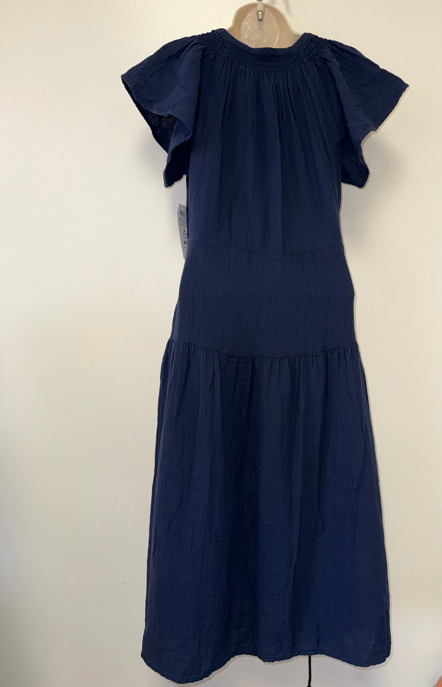 NWT Time & Tru (Medium) Brand New Navy Blue Buttoned Maxi Ruffle Dress