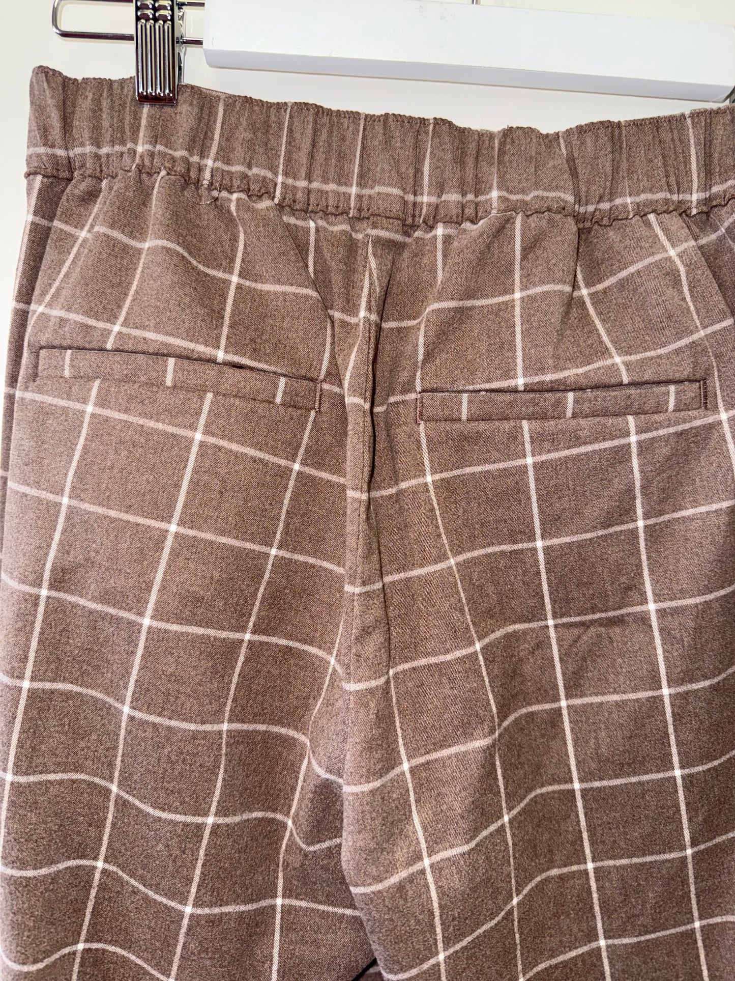 LOFT Brown Plaid Tapered Leg Pants