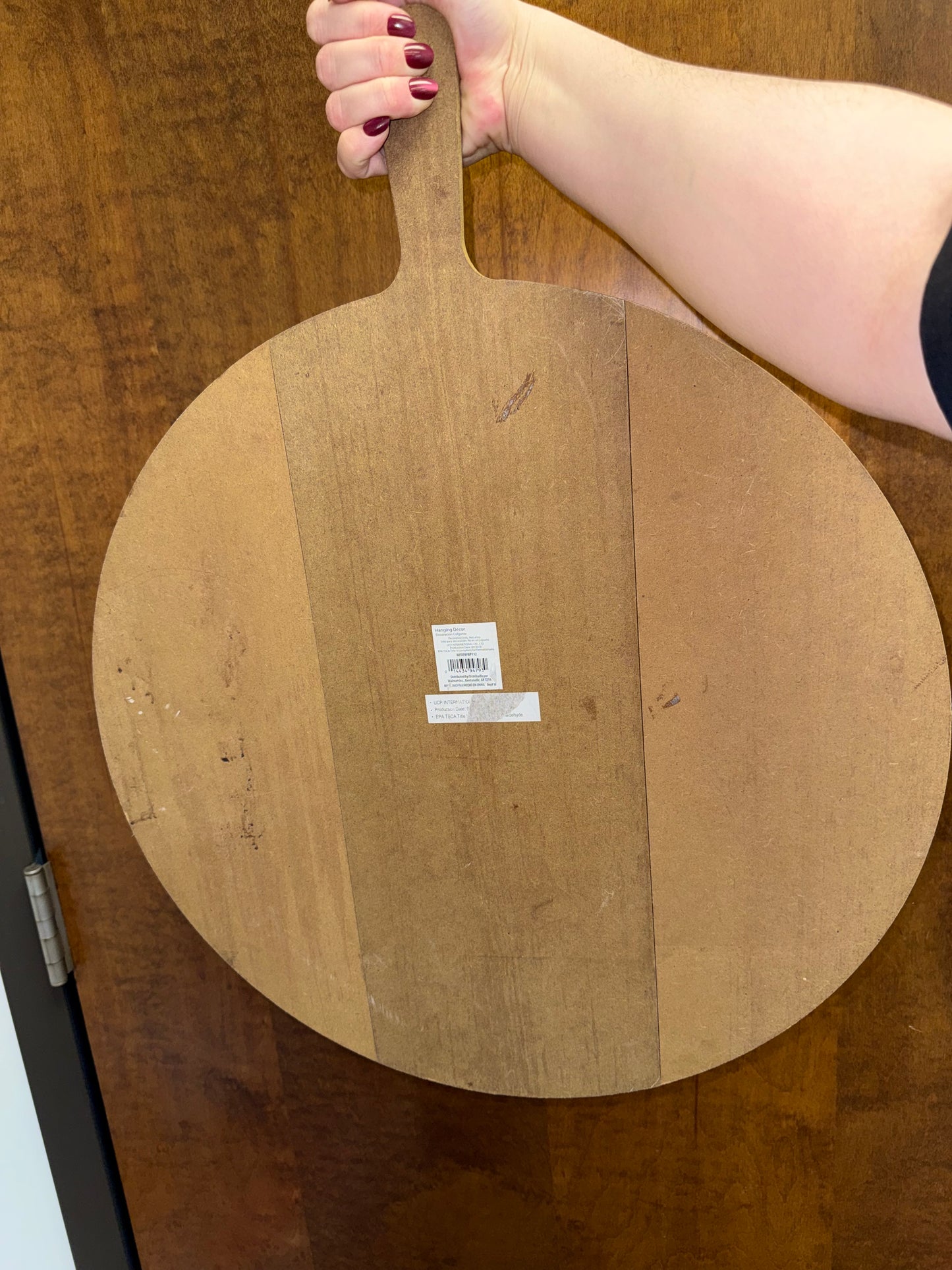 Large Round 'EAT' Wooden Paddle Charcuterie Board