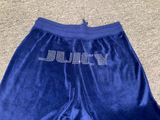 Juicy Couture (Large) Blue Bootcut Velour Pants with Jeweled Logo Butt