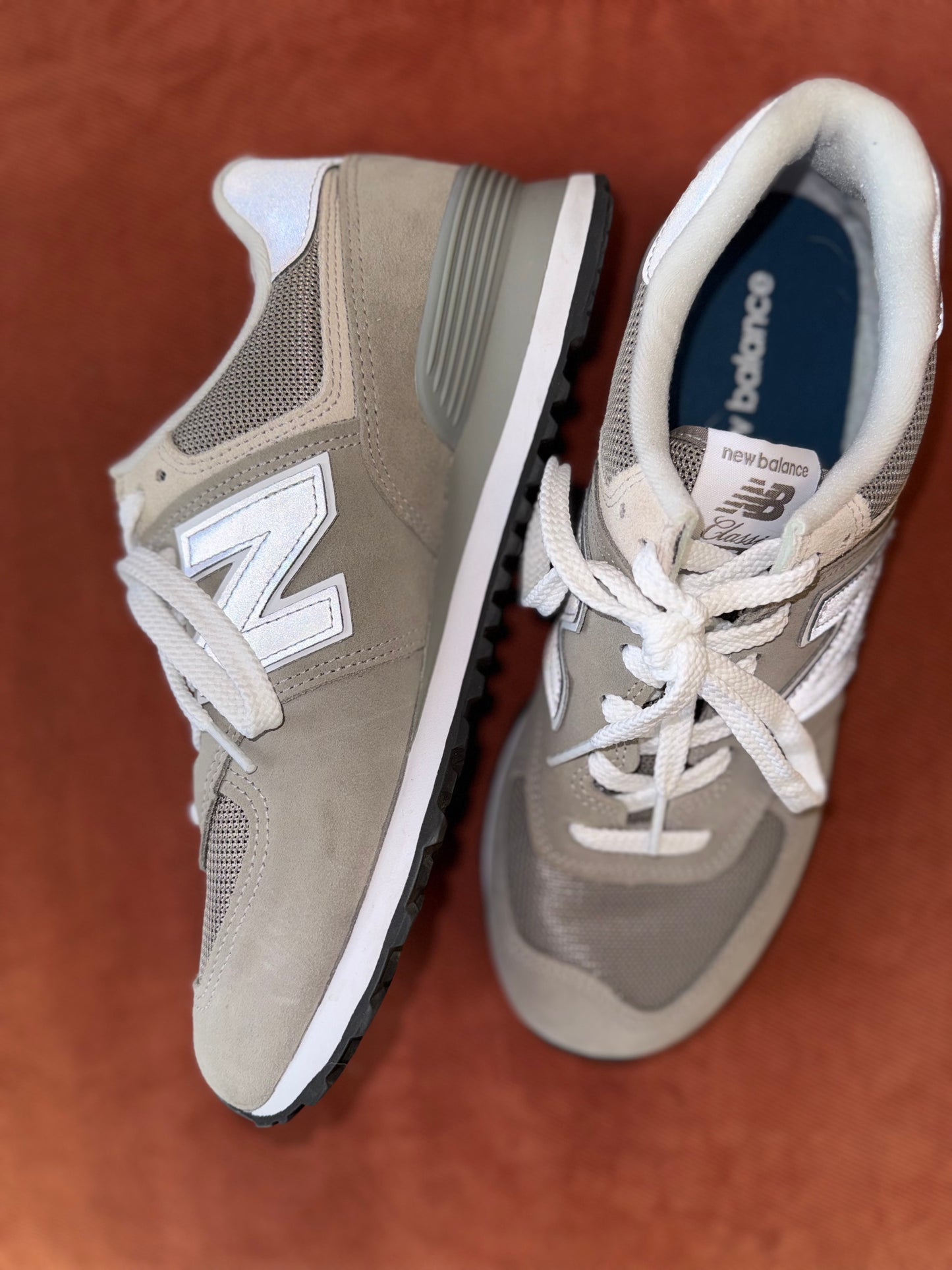 New Balance (9.5M or 11W) White//Grey 574 Classic Core Sneakers