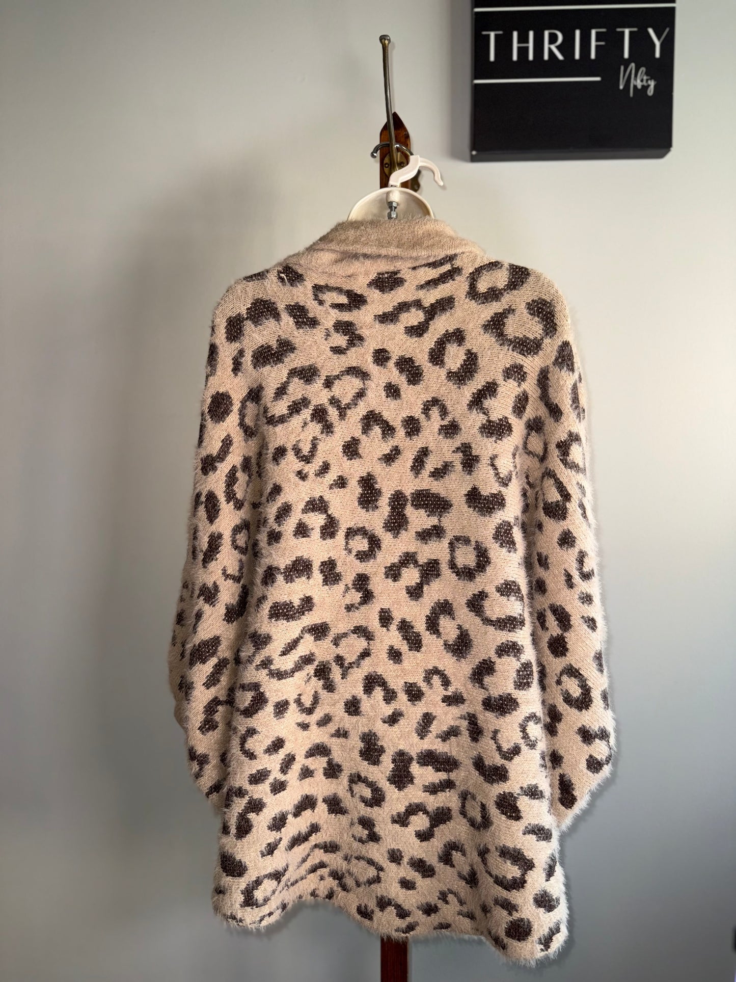 Akemi + Kin (OS) Neutral Cheetah Print Sweater Cardigan