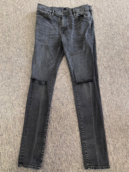 True Religion (36) Black Distressed Denim Tony Skinny Jeans