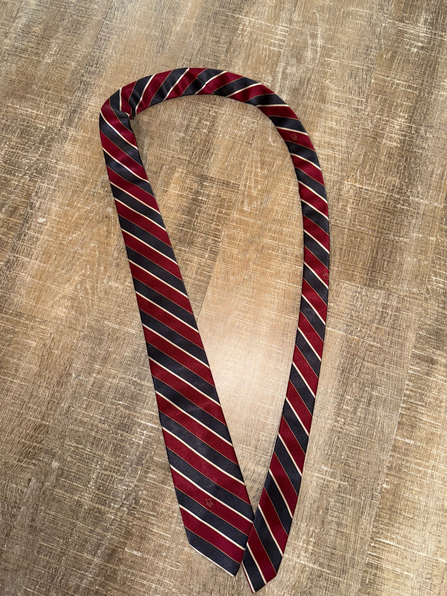 Christian Dior Red and Blue Striped Tie