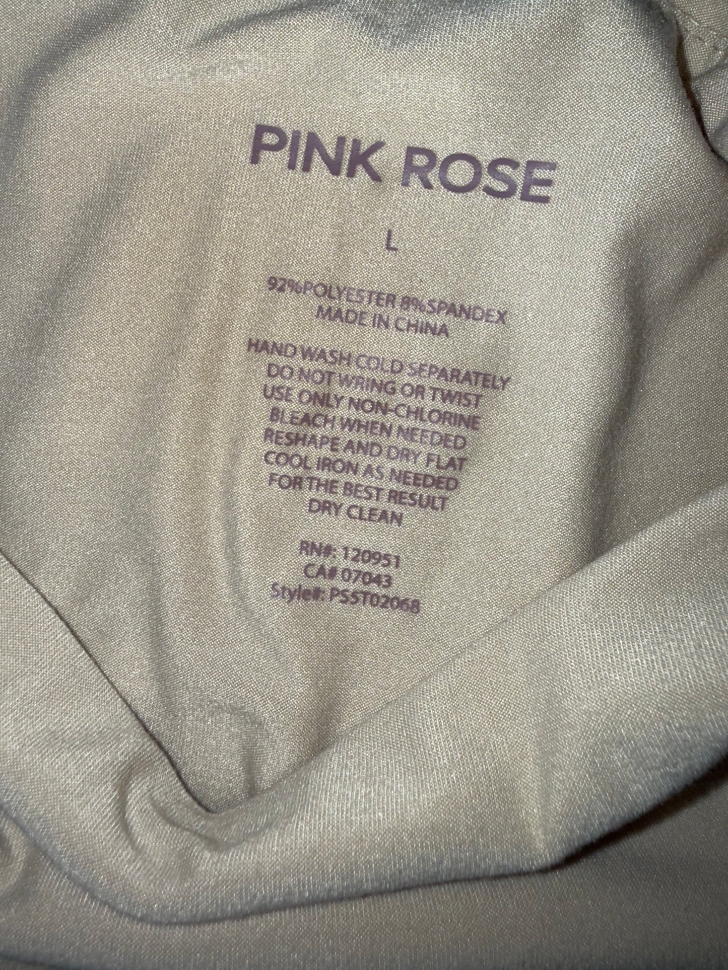 Pink Rose (Large) Cream Short Sleeve Crop Top