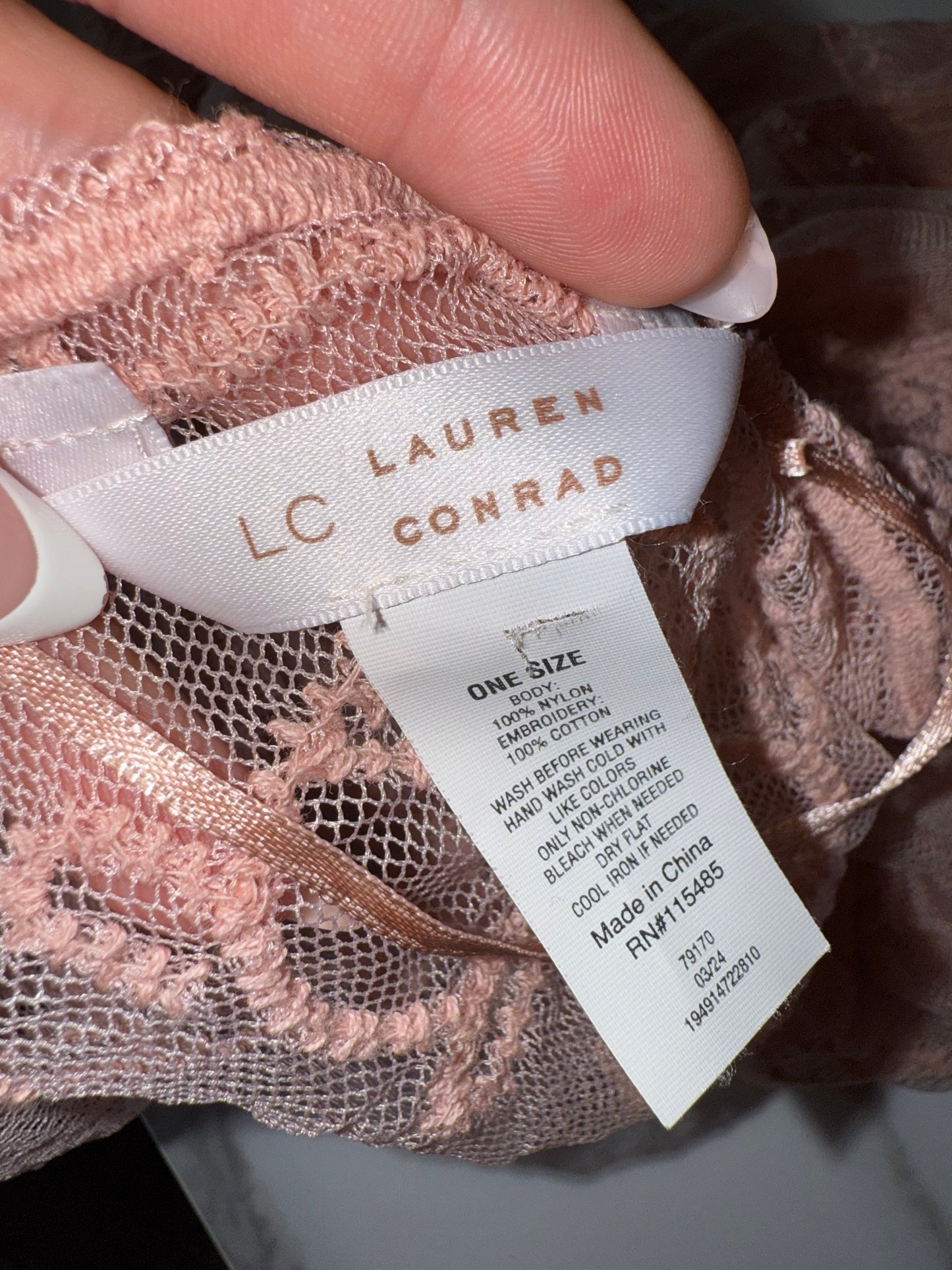 Lauren Conrad (OS) Pink Sheer Embroidered Cover Up