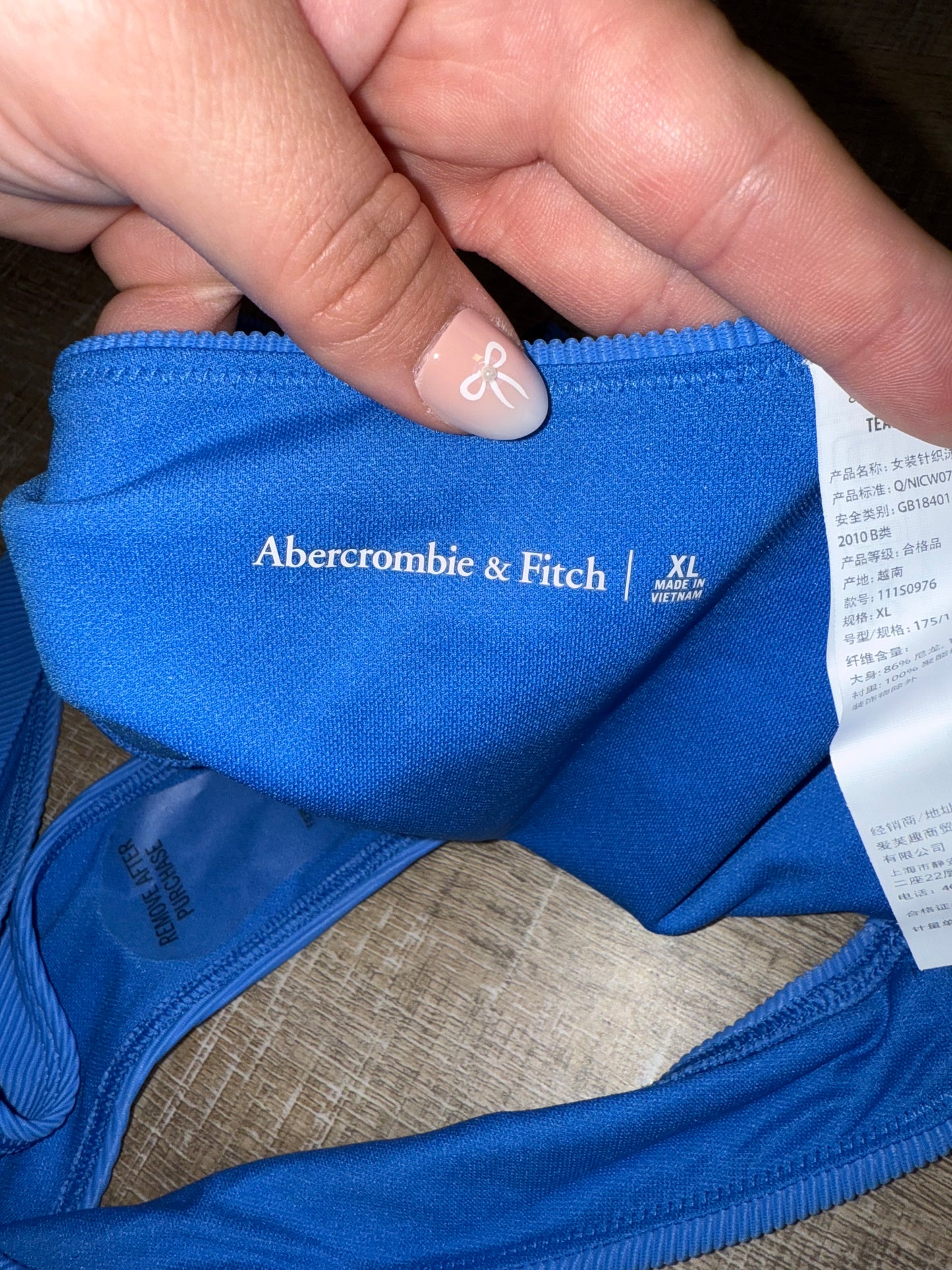 NWT Abercrombie & Fitch (XL) Brand New Blue Ribbed Cheeky Bikini Bottoms