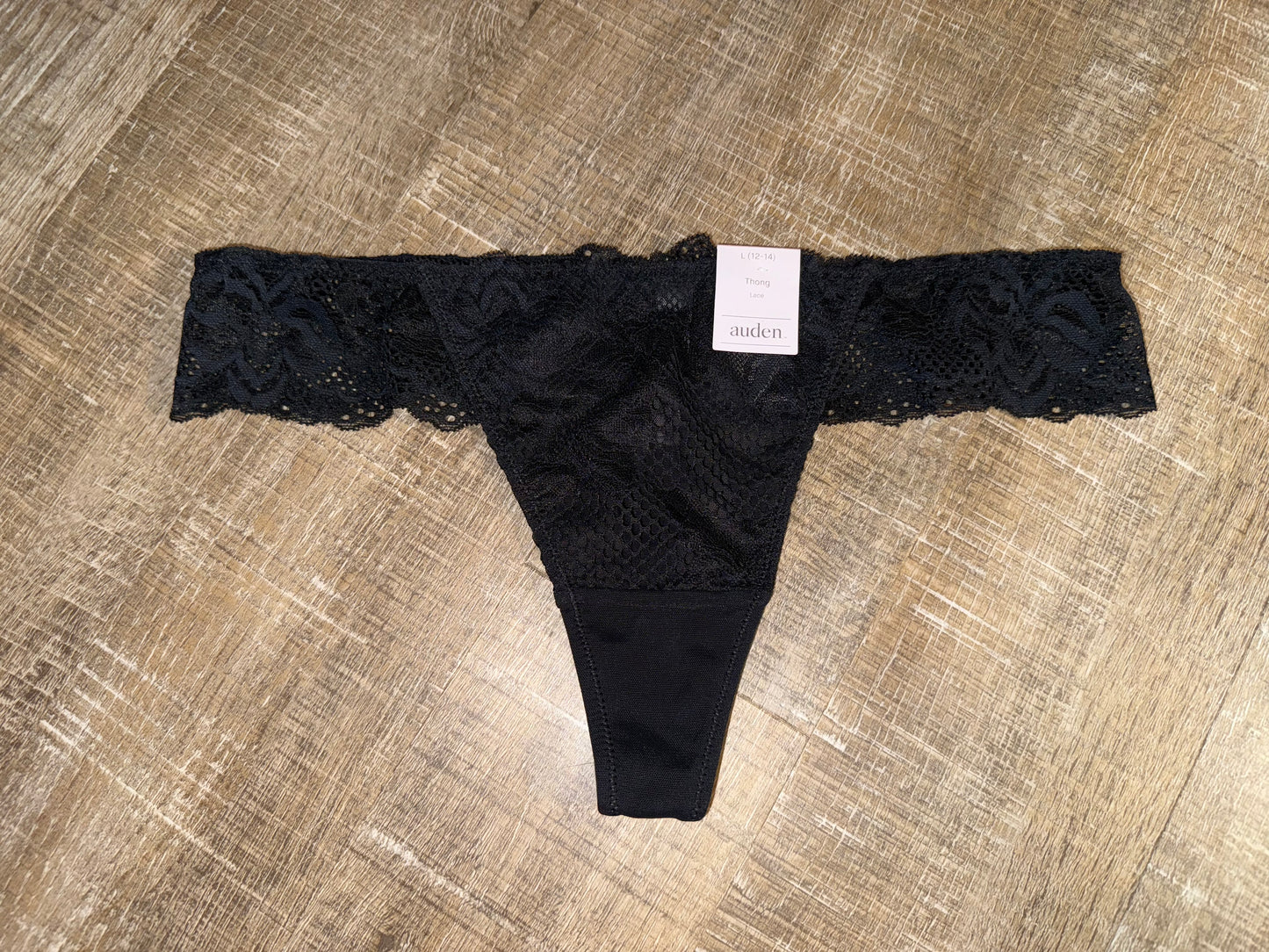 NWT Auden (Large) Brand New Black Lace Thong Style Undies