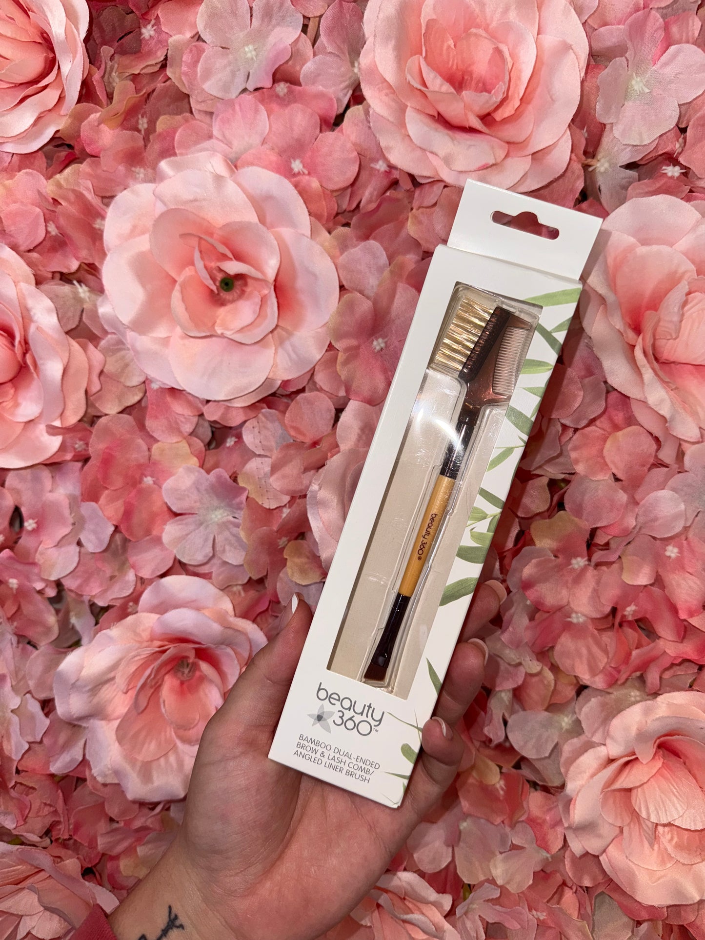 BRAND NEW Beauty 360 Bamboo Dual Ended Brow & Lash Comb/Angled Liner Brush