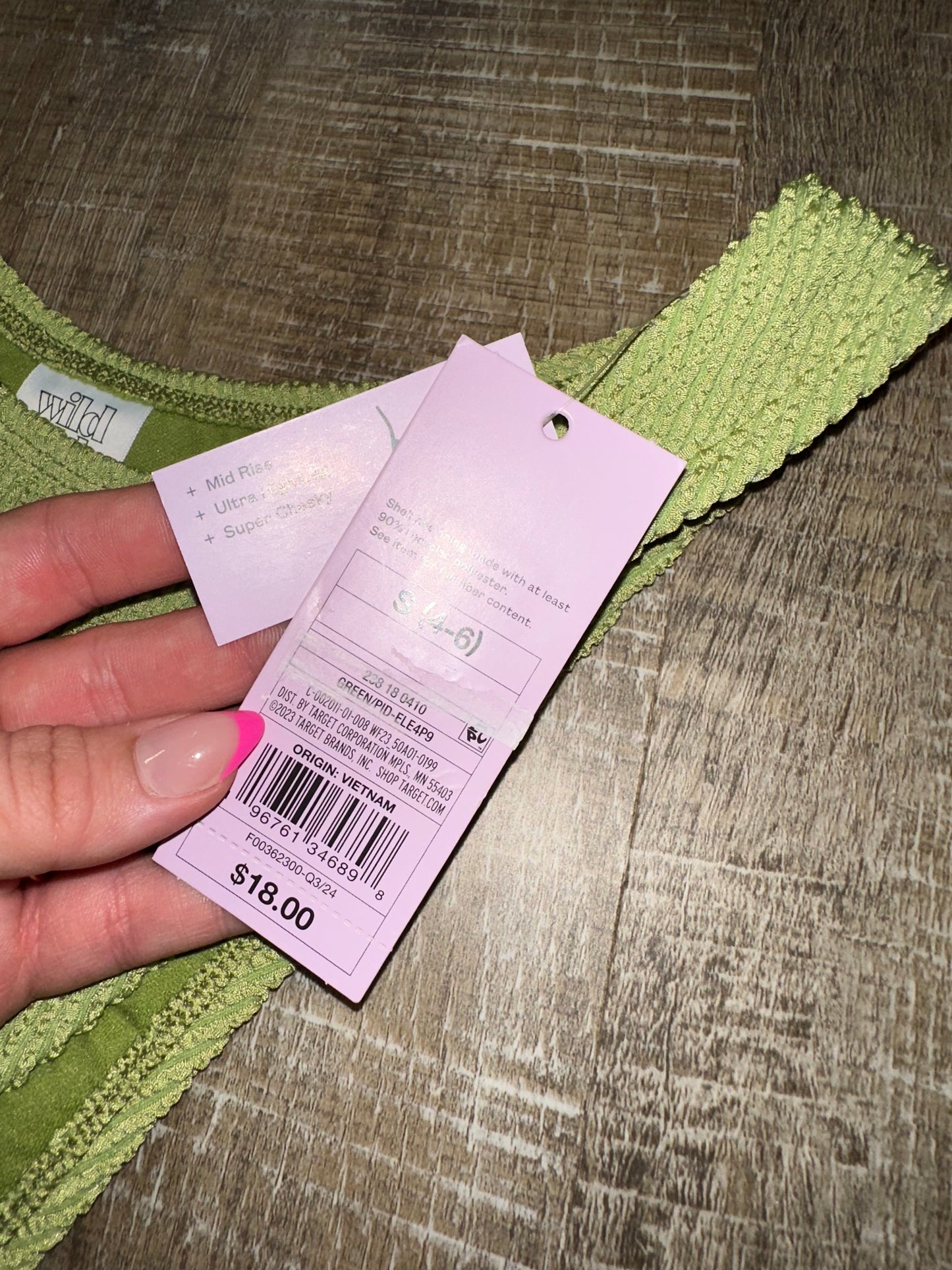 NWT Wild Fable (S) Green Mid Rise Ultra High Leg Super Cheeky Bikini Bottoms