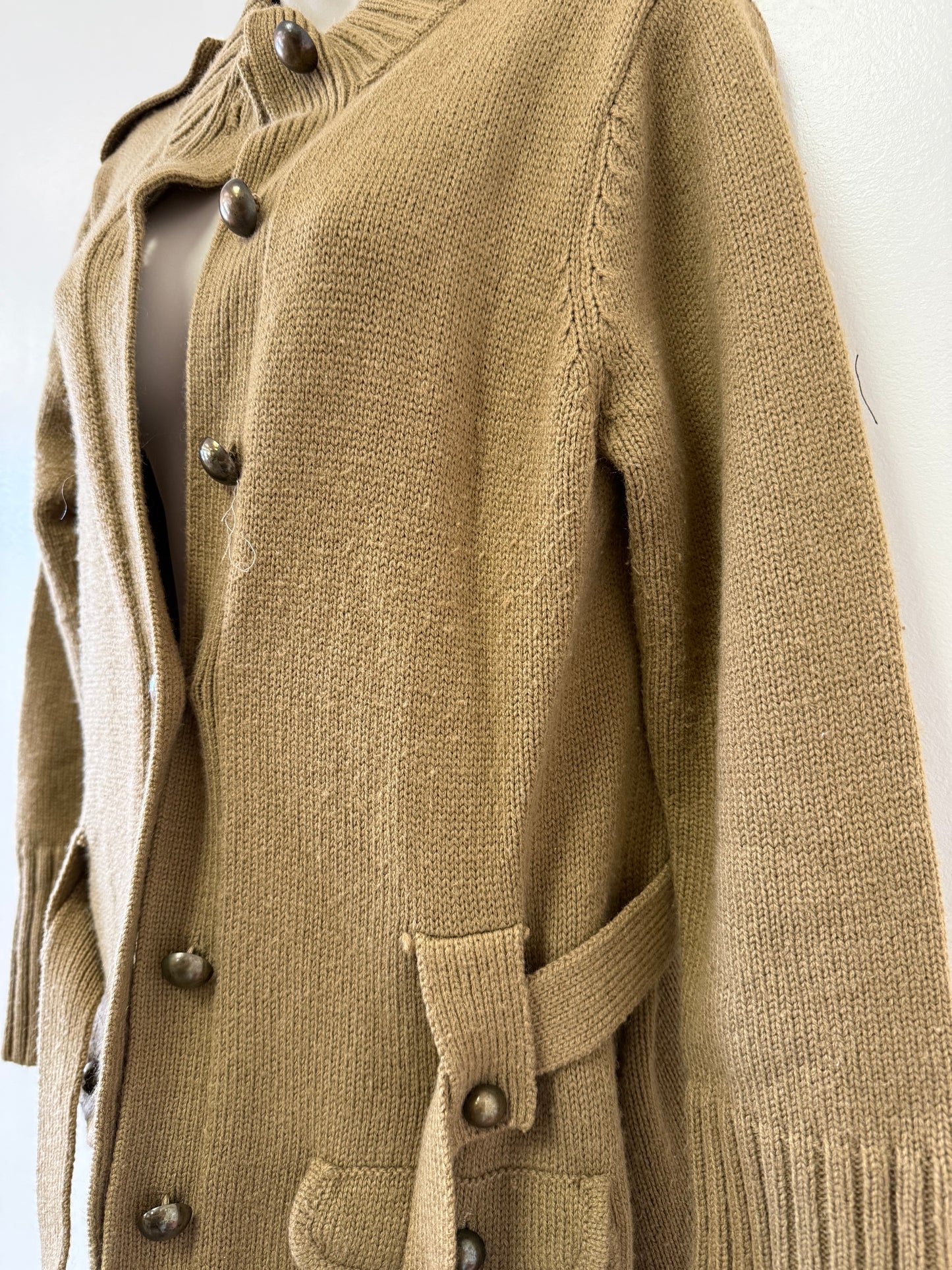 Apt. 9 (Medium) Brown Wool Knit Sweater Cardigan//Button Up Knit Trench Coat