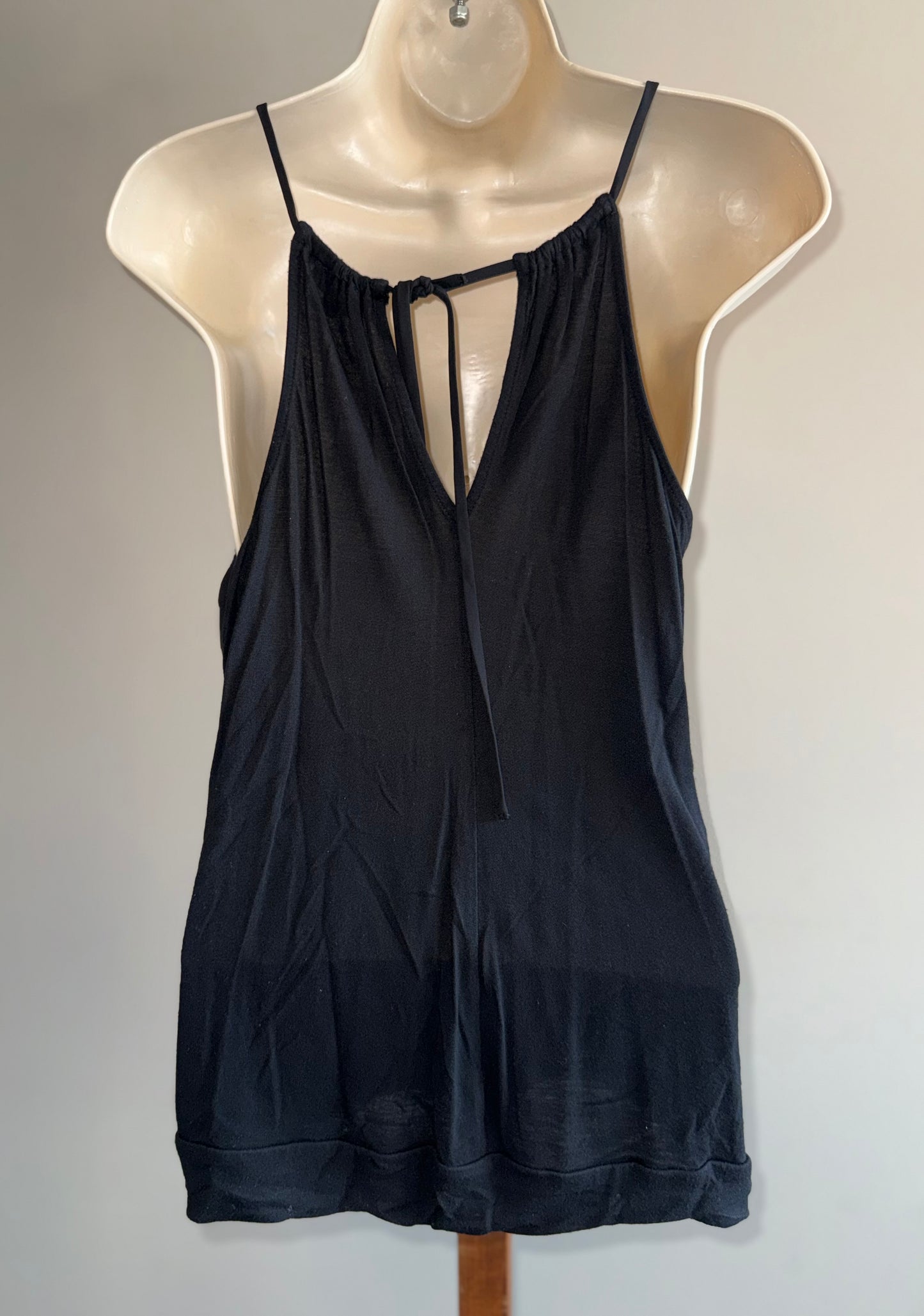 Express (Medium) Black Tank Top with Pleated Front
