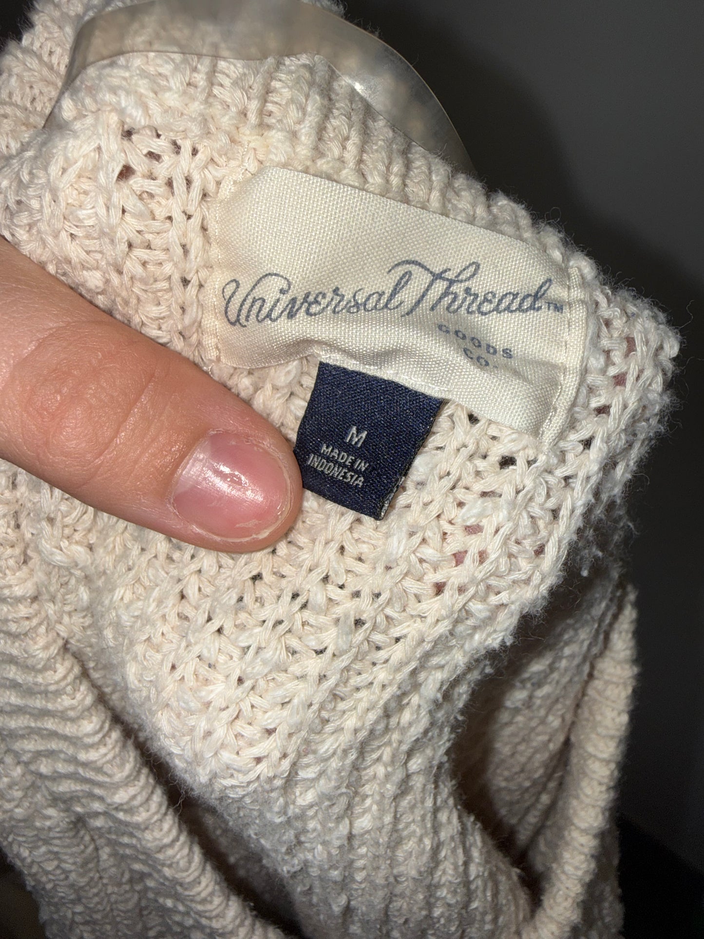 Universal Thread (Medium) Cream Knit Button-Up Sweater Cardigan