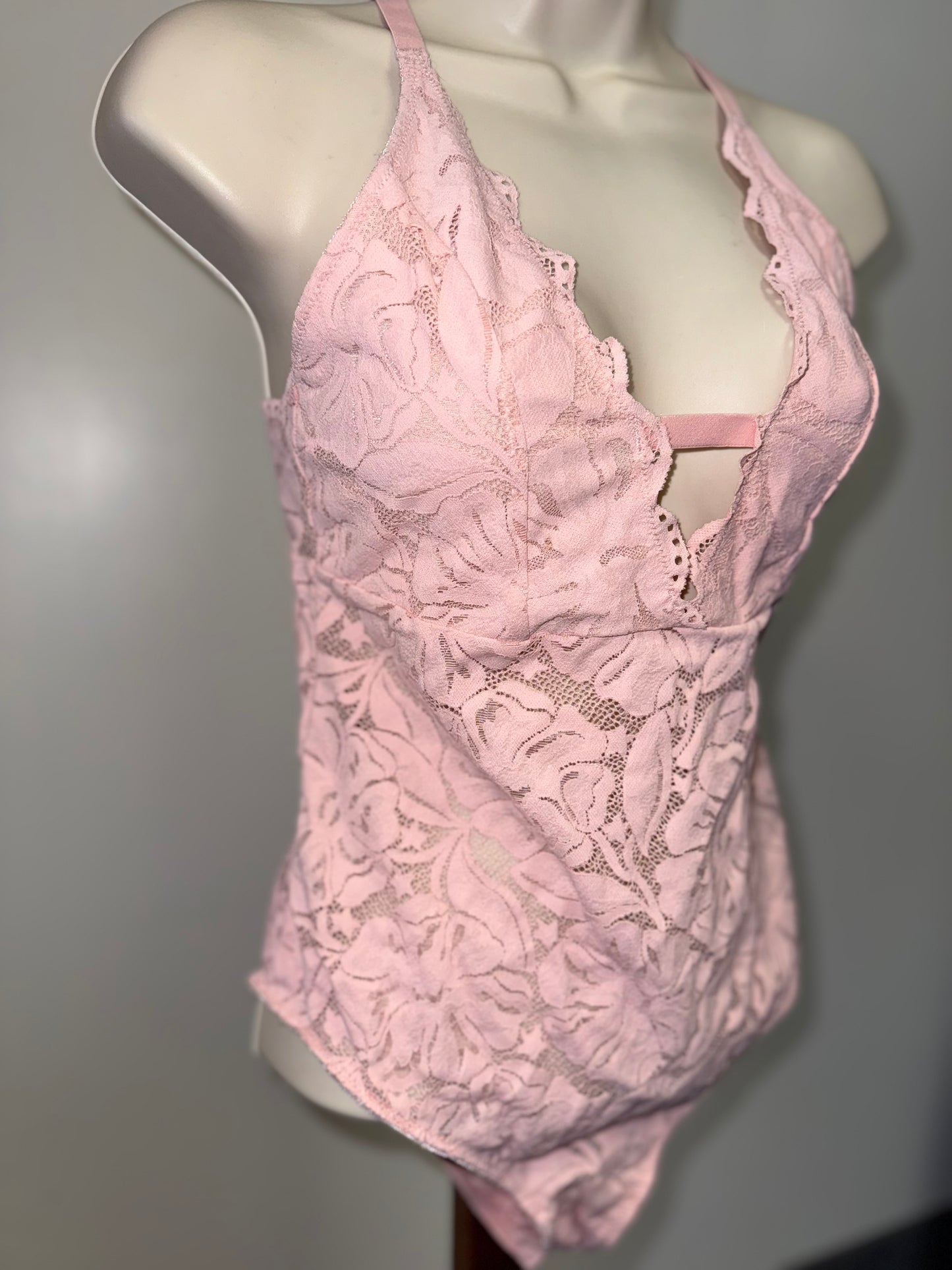aerie (Medium) Pink Lace Bodysuit Lingerie