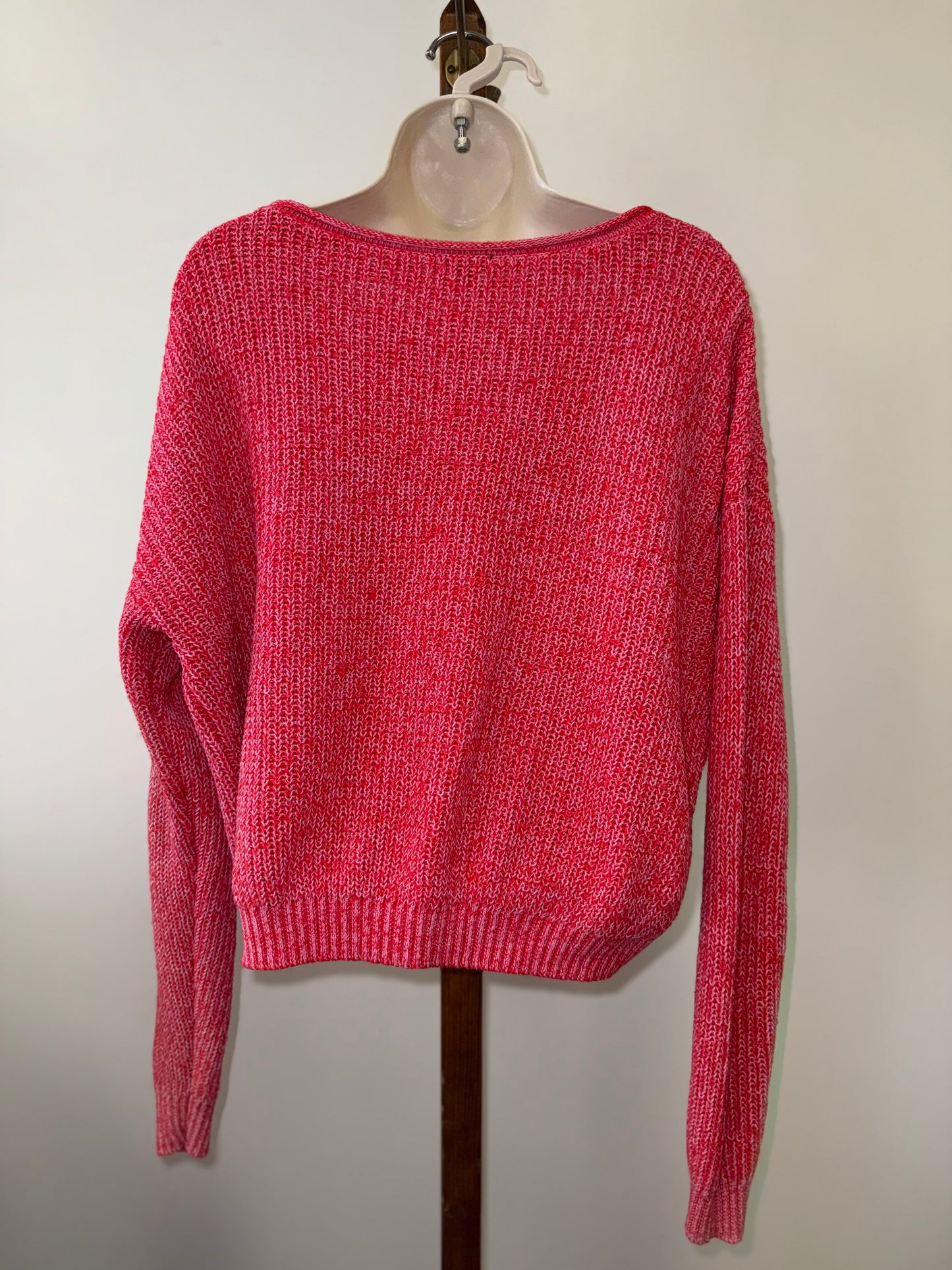 Wild Fable (Large) Pink and Red Knit Crewneck Cropped Sweater