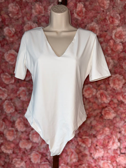 Pumiey (XL) White Short Sleeve Bodysuit