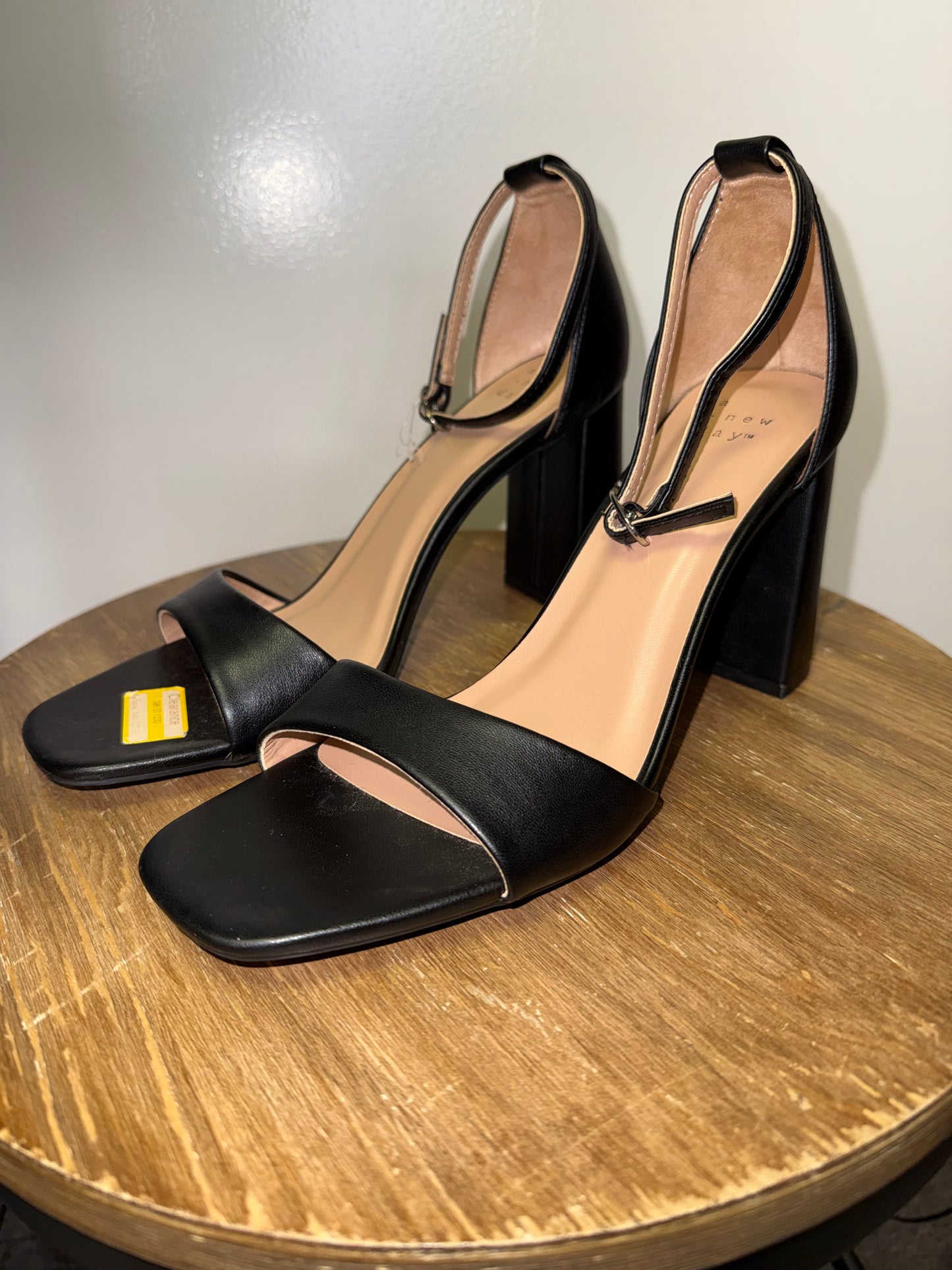 NWT A New Day (10) Brand New Black Open Toe Ankle Strap Heels