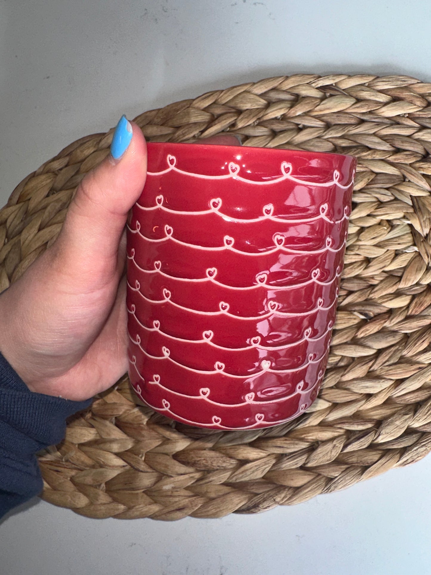 Red Heart Pattern Ceramic Coffee Mug