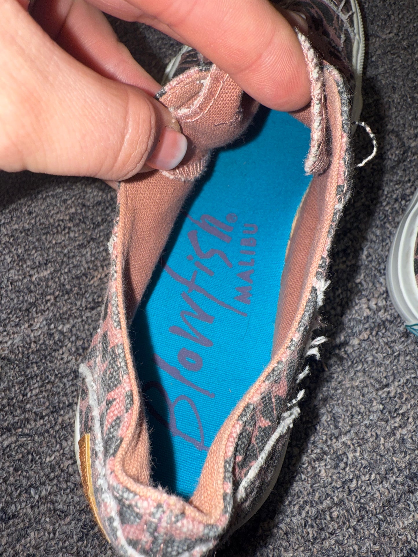 Blowfish (7.5) Pink/Black Cheetah Print Slip On Sneakers with Elastic Straps