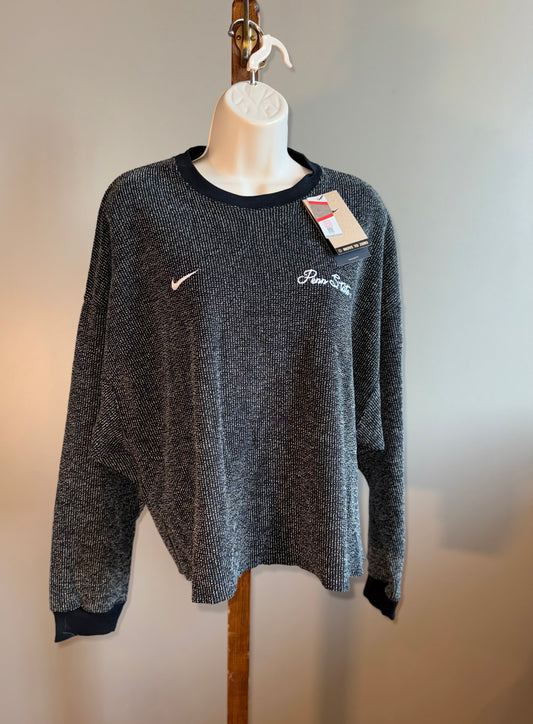 NWT Nike Yoga (Medium) Brand New Black/Grey Knit Cropped Crewneck Sweatshirt