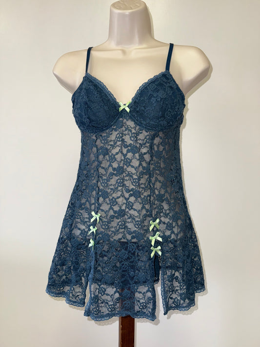 Out From Under By Urban Outfitters (Small) Teal Lace Lingerie Chemise Slip