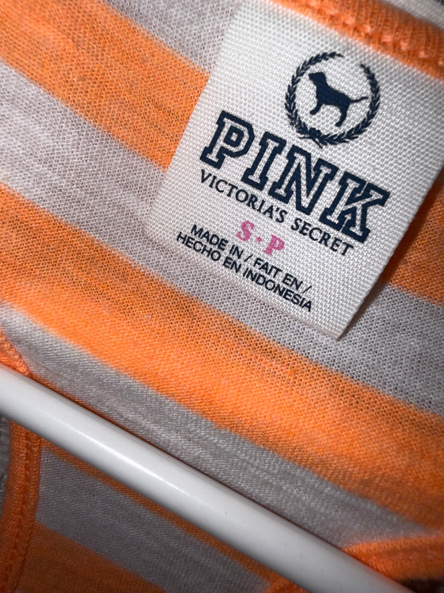 PINK Victoria's Secret (Small) Orange/Grey Striped Racerback Tank Top