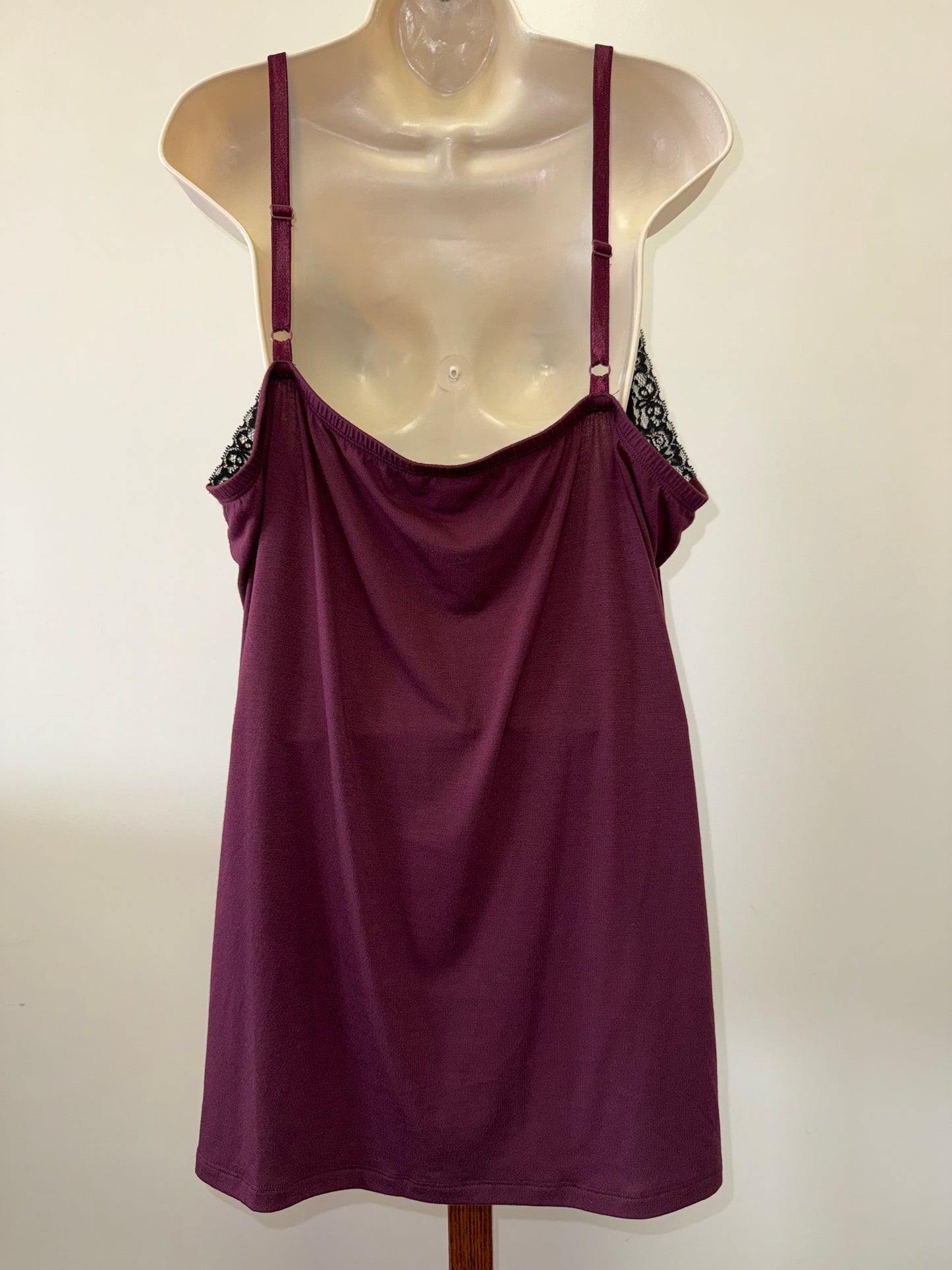 NWT Lane Bryant (26/28) Brand New Purple Satin Cami Tank with Lace V-Neck