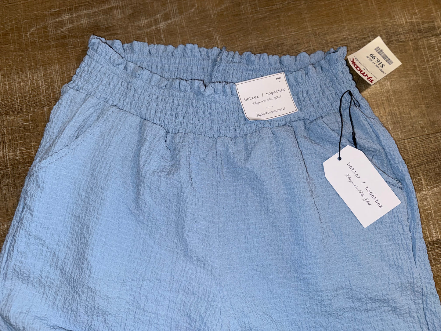 NWT Better Together (Large) Brand New Blue Textured Material Loose Pants